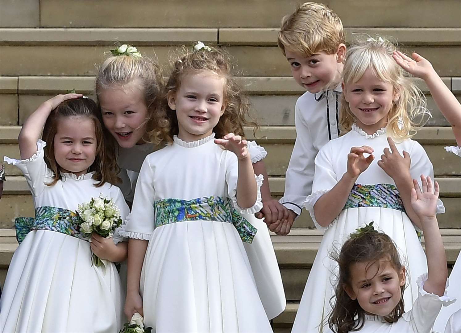 George joins the bridesmaids at the wedding of Princess Eugenie and her husband Jack Brooksbank (Toby Melville/PA)