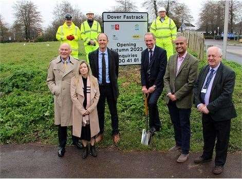 Representatives from Dover District Council, Kent County Council, Homes England and contractors, Colas UK Projects Ltd, at the ground breaking of the Fastrack project earlier this year