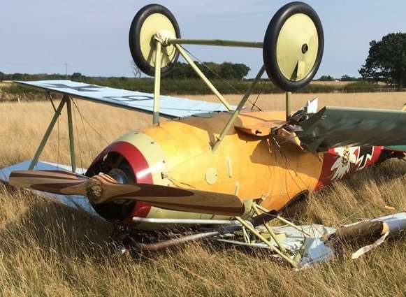 The plane overturned on landing