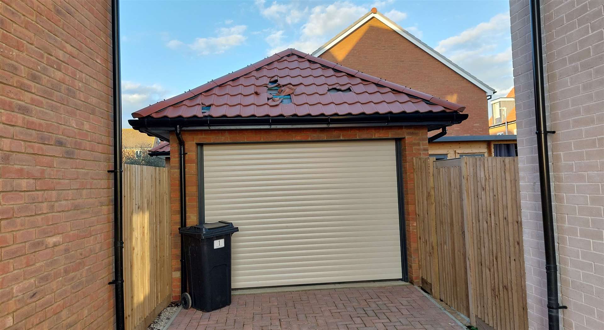 A garage was damaged in Discovery Drive