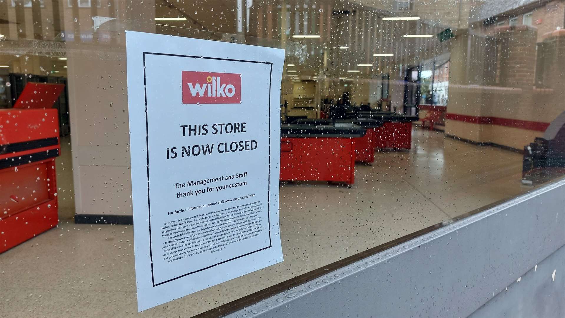 Wilko in Park Mall Ashford has now closed