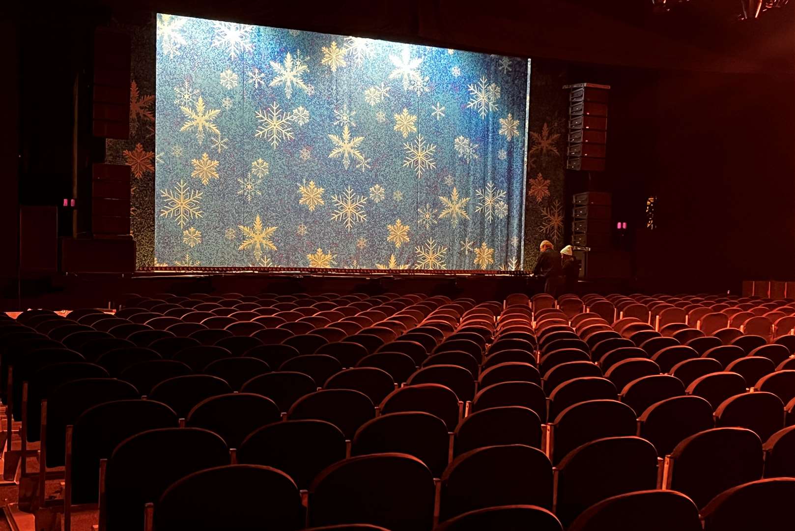 Inside the new temporary Orchard West theatre, in Dartford