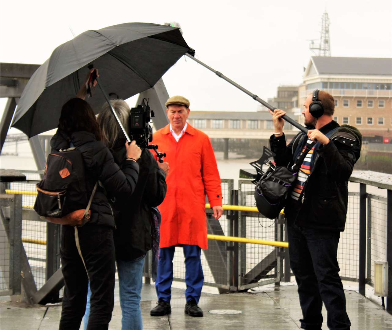 Michael Portillo filming at the pier. Picture: Geoffrey Watson