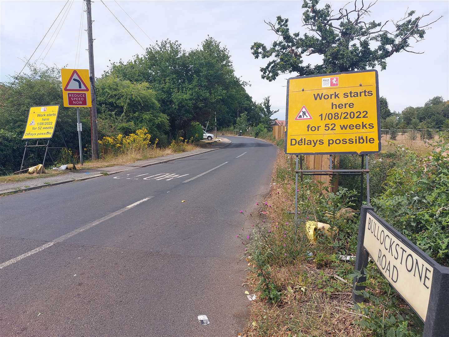 Signs were erected in Bullockstone Road, Herne Bay, warning of the roadworks last week