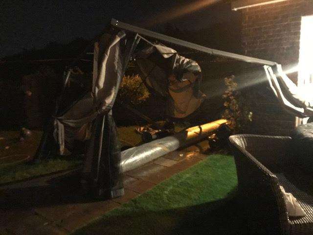 The gazebo was hit on Saturday night