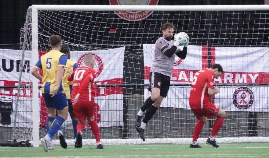 Safe hands from Hollands & Blair goalkeeper Dan Ellis Picture: John Anderson @corkyboy@gmail.com