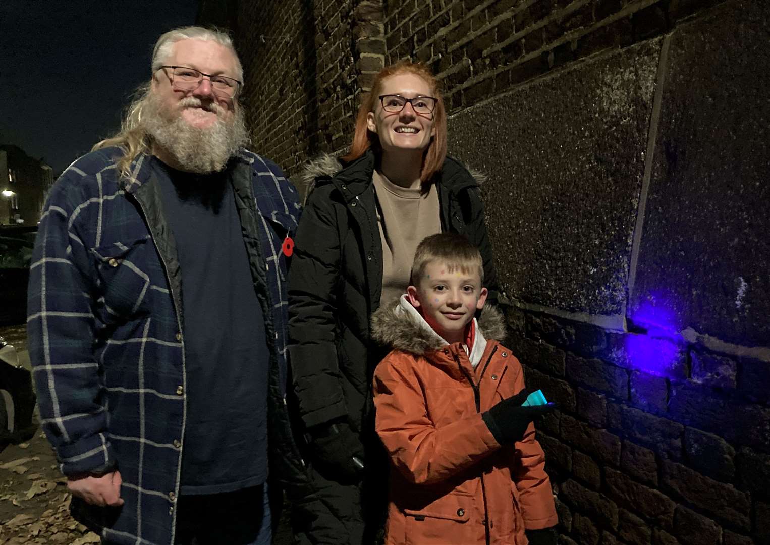 Scorpion hunter Rory Mohammed, seven, with his mum Ashleigh Abbey-Mohammed and grandad Alan Abbey in Blue Town, Sheerness. Picture: John Nurden