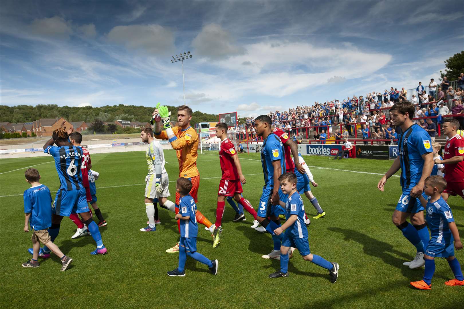 Gillingham take to the field for the opening game of the season. Picture: Ady Kerry