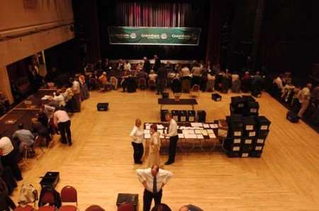 The votes are counted in Gravesham. Picture: NICK JOHNSON