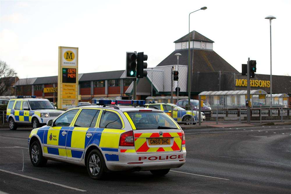 Police were out in force after the alert at the Maidstone supermarket