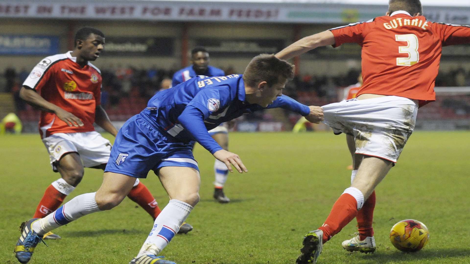 Jake Hessenthaler gets to grips with Crewe's John Guthrie Picture: Barry Goodwin