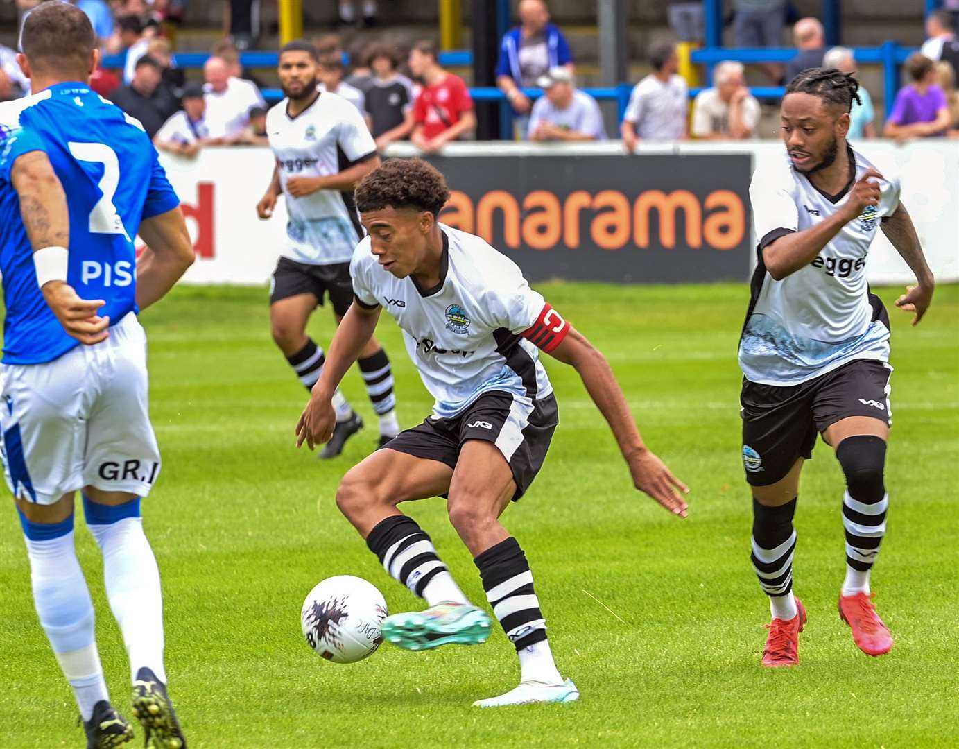 Summer recruit Iffy Allen, right, hobbled off in the first half of his Dover debut with a hamstring injury on Saturday. Picture: Stuart Brock