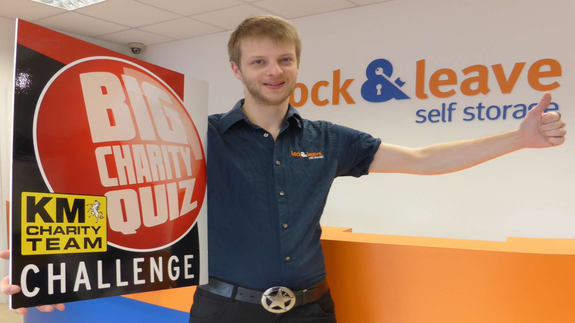 Dan Wells, facilities manager at Lock and Leave, announces the company's support of the KM Big Quiz.