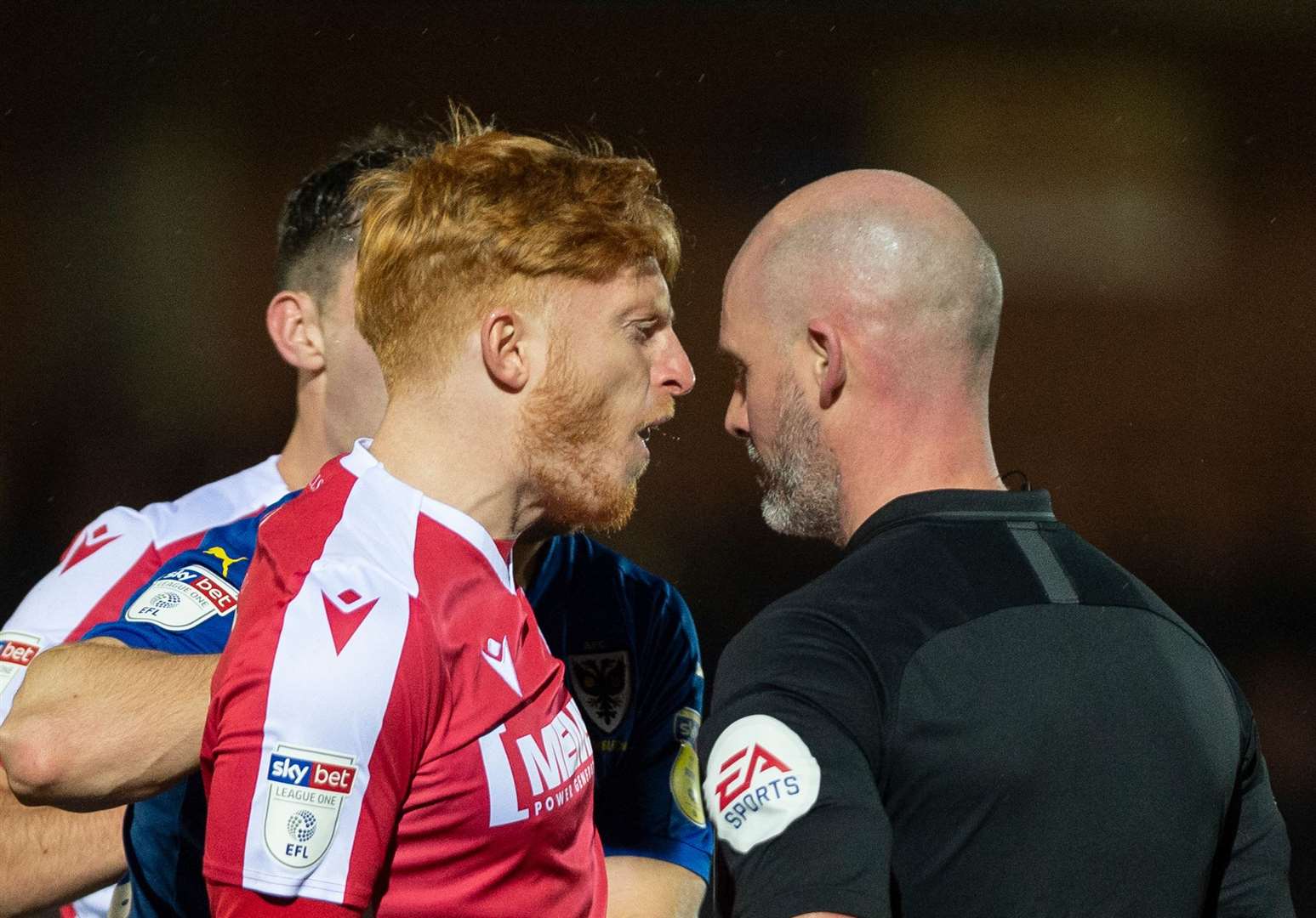 Ben Pringle was sent off for confronting referee Kevin Johnson at AFC Wimbledon Picture: Ady Kerry