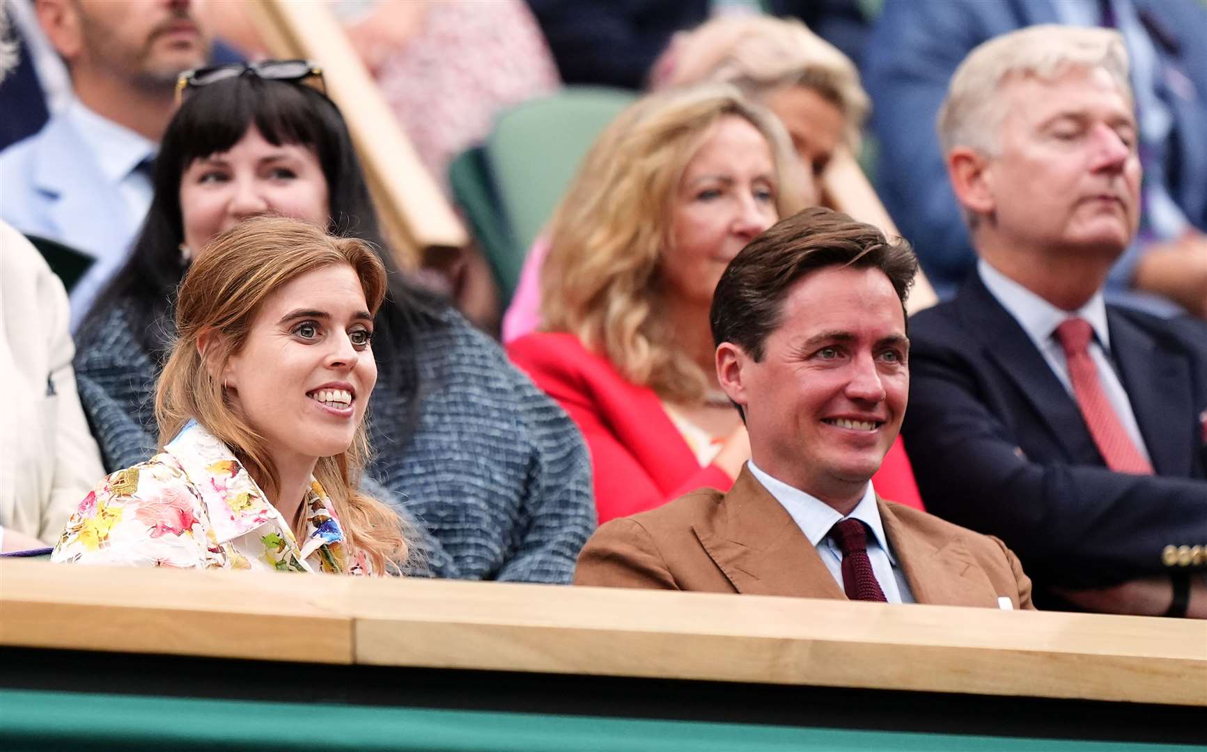 Princess Beatrice and Edoardo Mapelli Mozzi in the royal box at Wimbledon in July (Zac Goodwin/PA)