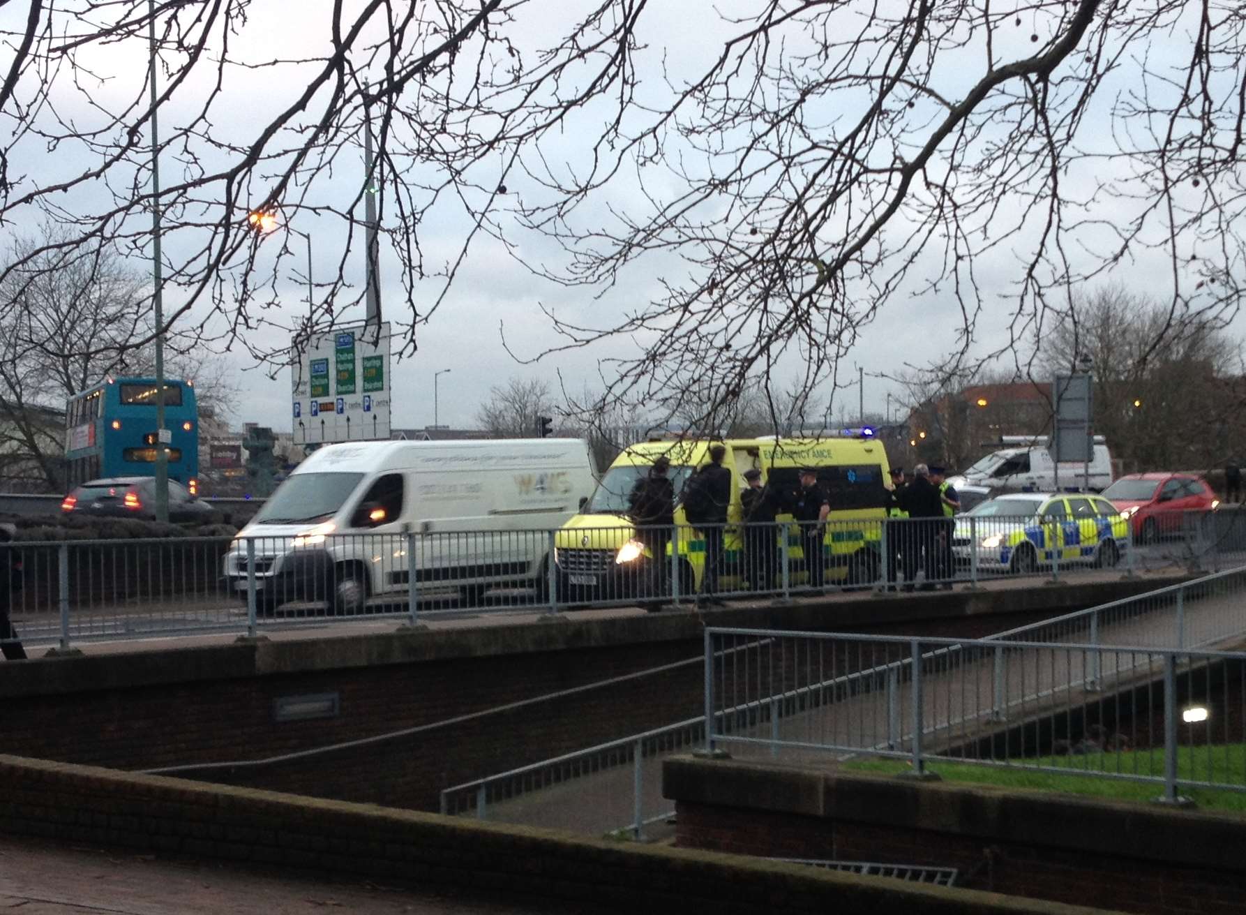 Police and ambulance crews at the scene