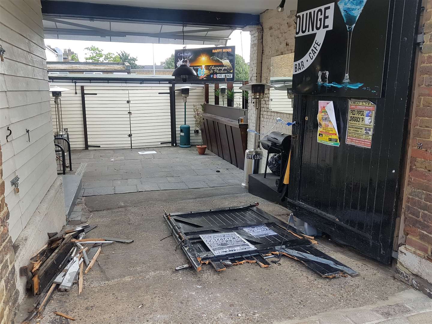 Damage caused when McMahan drove into Lyfe Lounge, Herne Bay