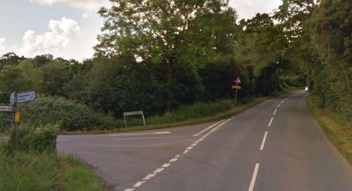 The crash happened in Headcorn Road, near Cradducks Lane, Staplehurst, this morning. Picture: Google (61827082)