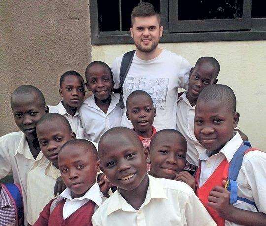 Lee Adkin and the children from the SJCC.