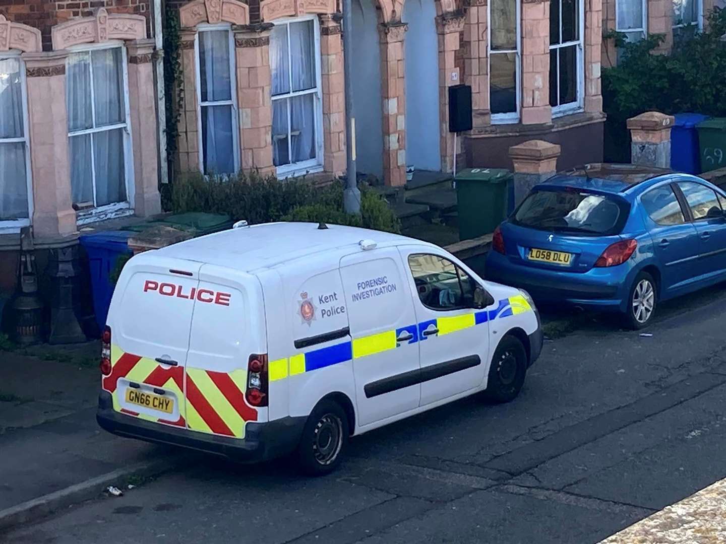 Several forensic investigations vans were on the scene in Sheerness earlier today. Picture: John Nurden