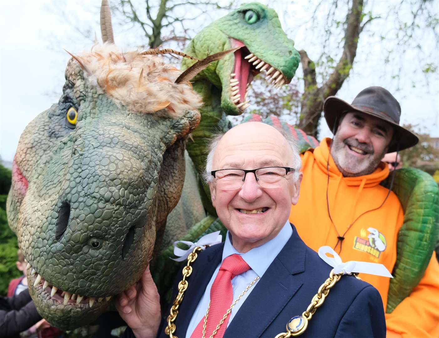 The Mayor of Maidstone Cllr Gordon Newton with some of the sculptures included in the Magical Beasts sculpture trail