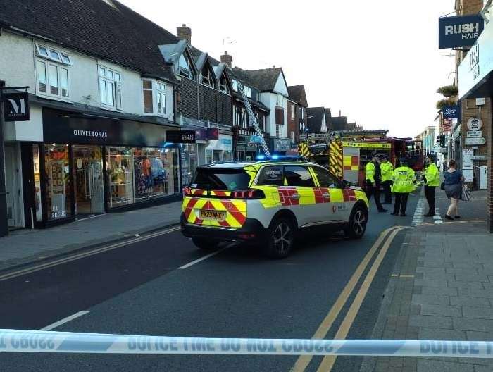 Part of Sevenoaks High Street was blocked off because of a fire