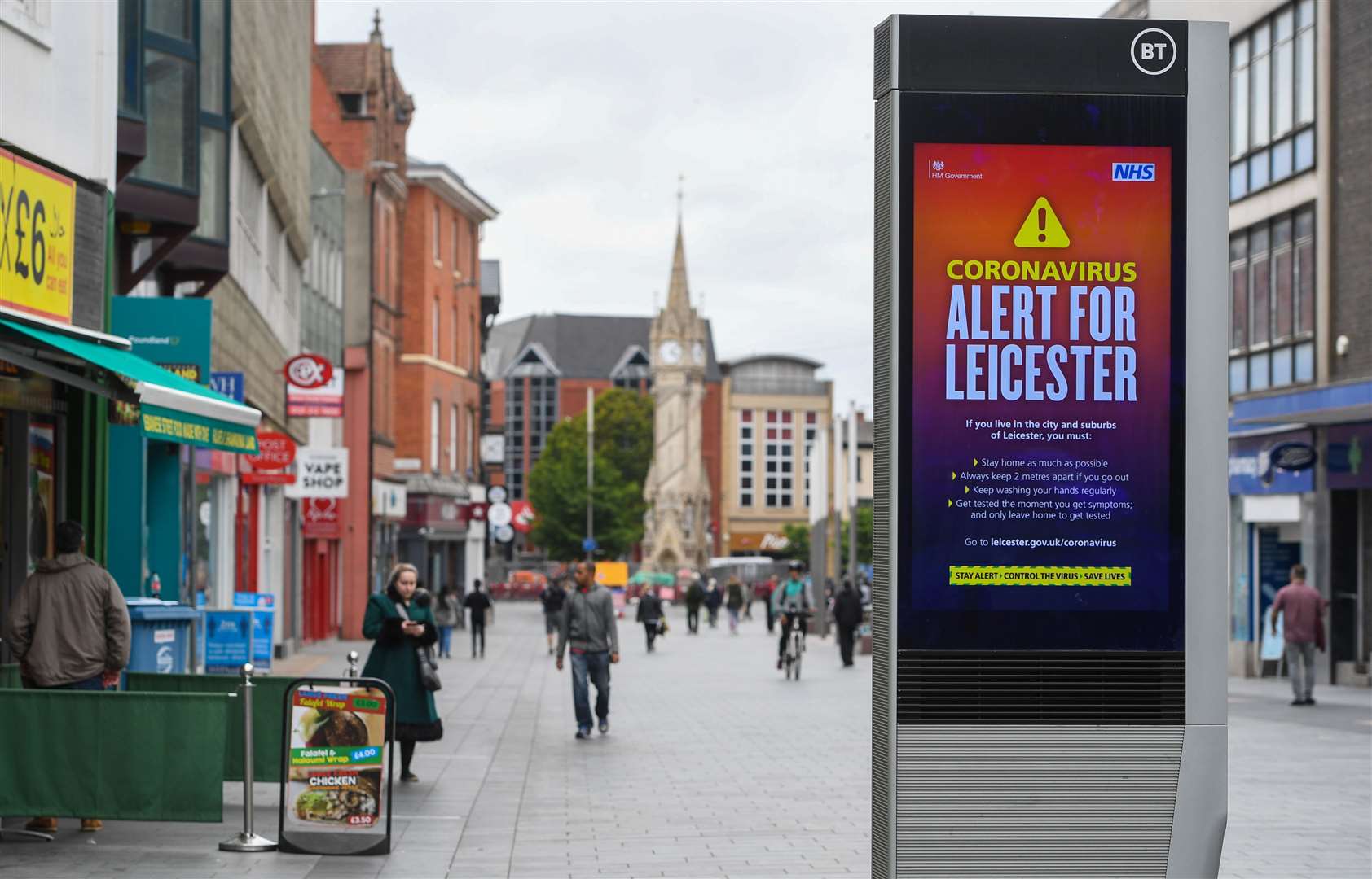 Gallowtree Gate in Leicester, where localised coronavirus lockdown restrictions have been in place since June 29 (Joe Giddens/PA)