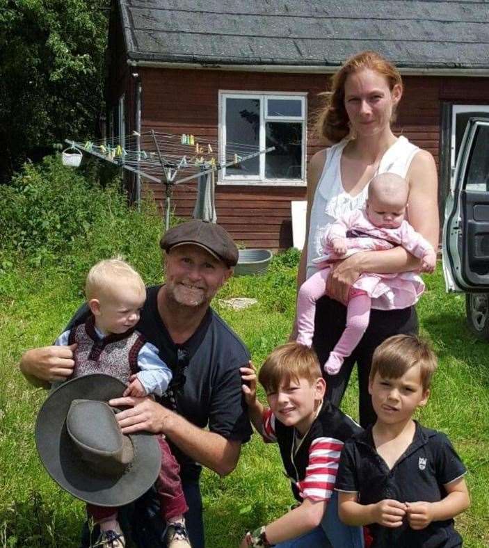 Robert Kittle with his four grandchildren and daughter Sarah Burton. Picture: Anne Cole