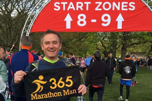 Ben Rogers at the start of the London Marathon