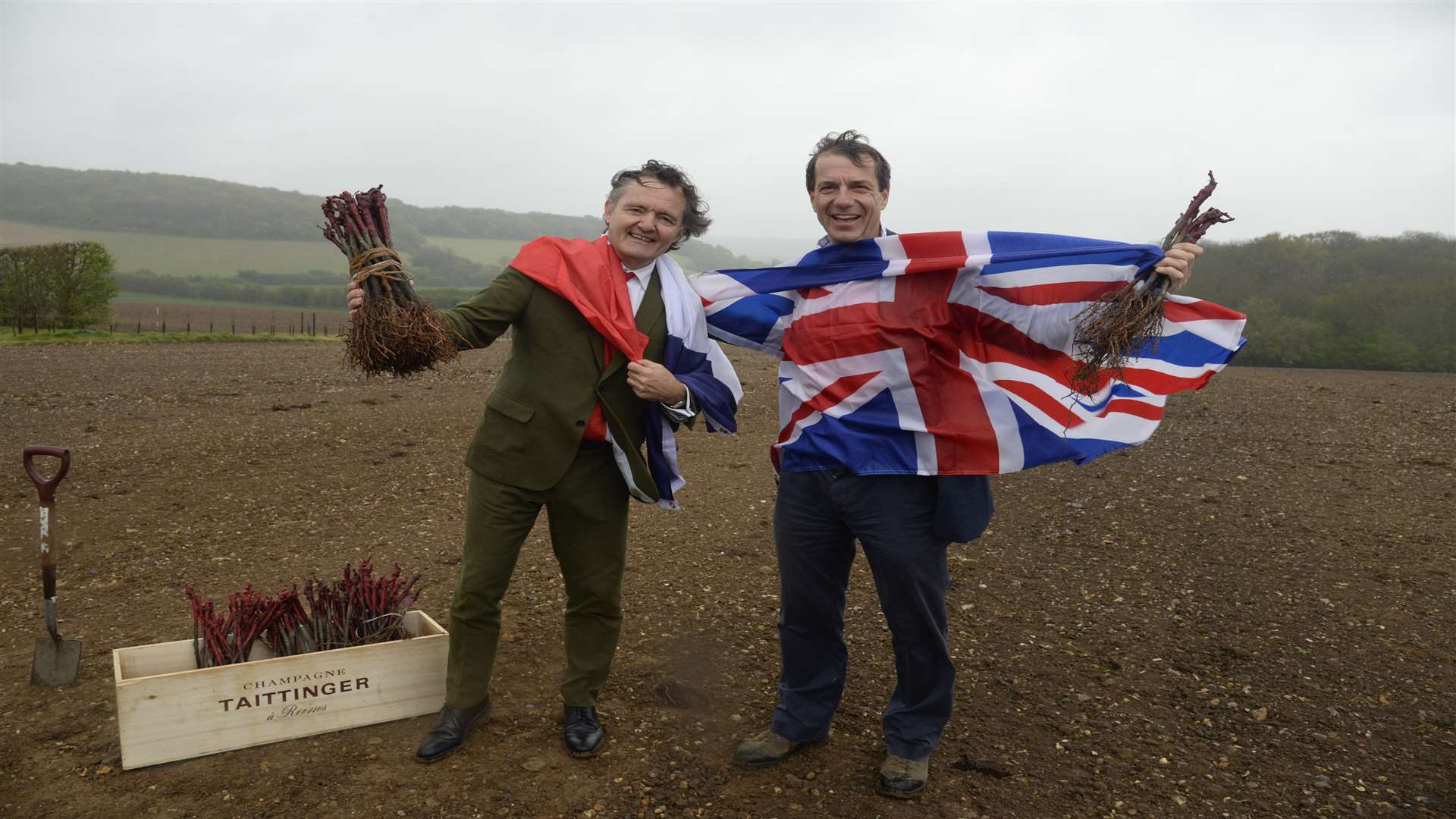 Pierre-Emmanuel Taittinger and Patrick McGrath at the new vineyard