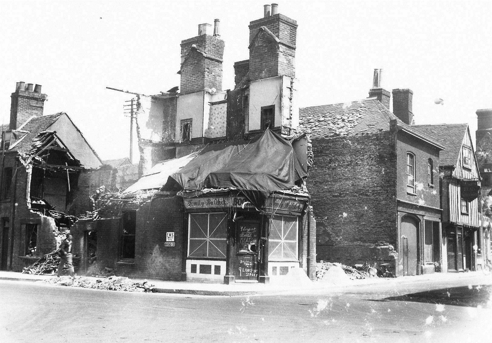 Plenty of meat was still available at Boorman's butchers in the aftermath of the blitz