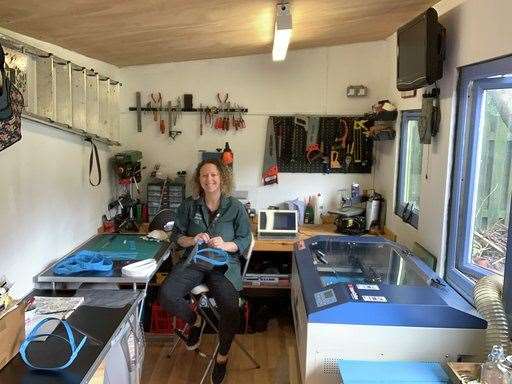 Sarah McGoldrick used her shed to create PPE for frontline NHS staff (Cuprinol Shed of the Year 2020/PA)