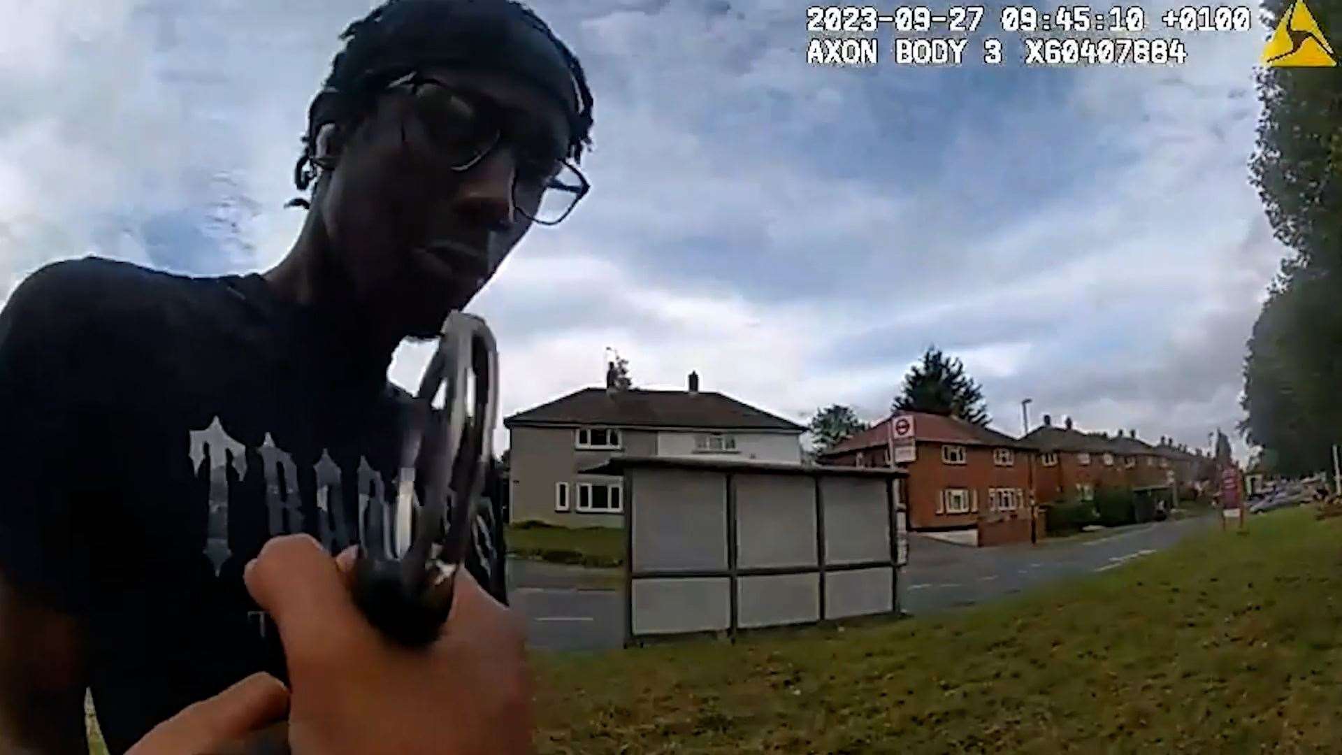 Screengrab from bodycam footage of the moment Hassan Sentamu was arrested for the murder of Elianne Andam (Met Police/PA)