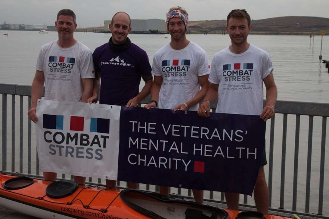 At the finish line in Erith, from left, Lee Hutton, Anthony Klokkou, Luke Quilter and Tom Barry