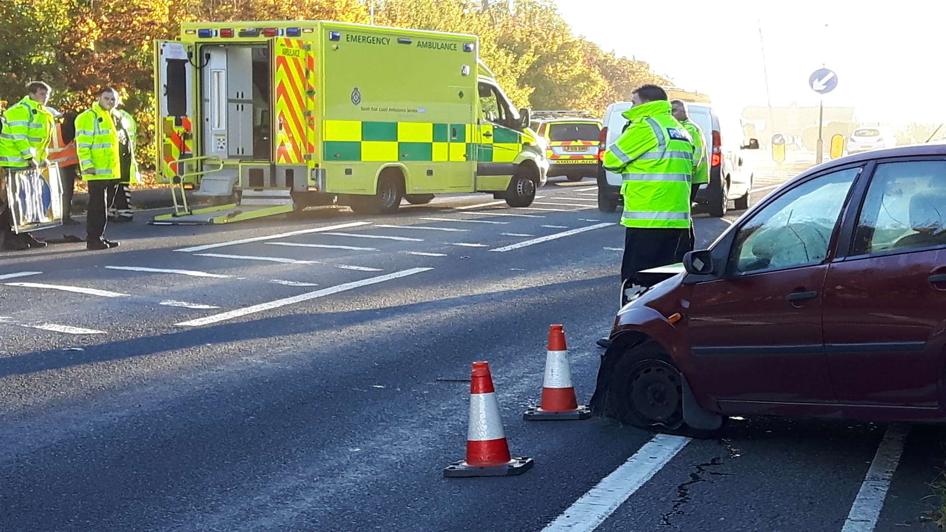 Two injured in threecar crash in Gravesend Road