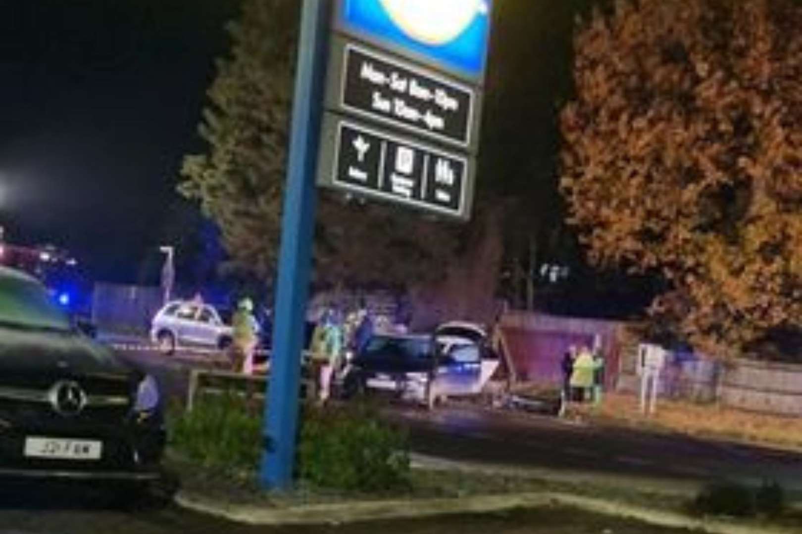 Police and fire crews were called to a crash outside Lidl in Ditton, Aylesford. Picture: Jessica Louise