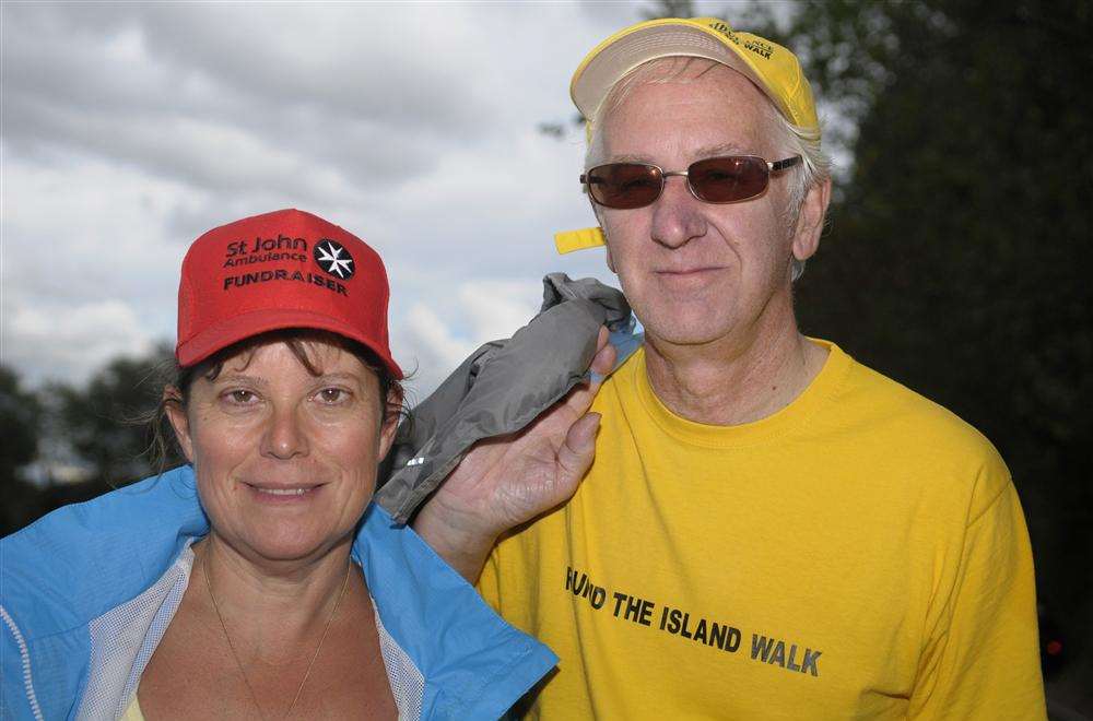 Julie George and Peter Taylor on the 32-mile Island walk