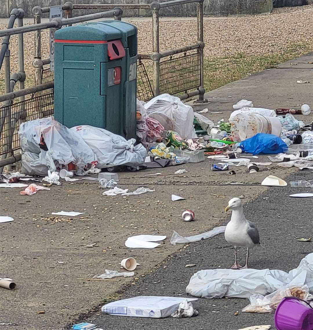 It is not the first time litter has covered the pavements in Folkestone. Picture: Liam Godfrey