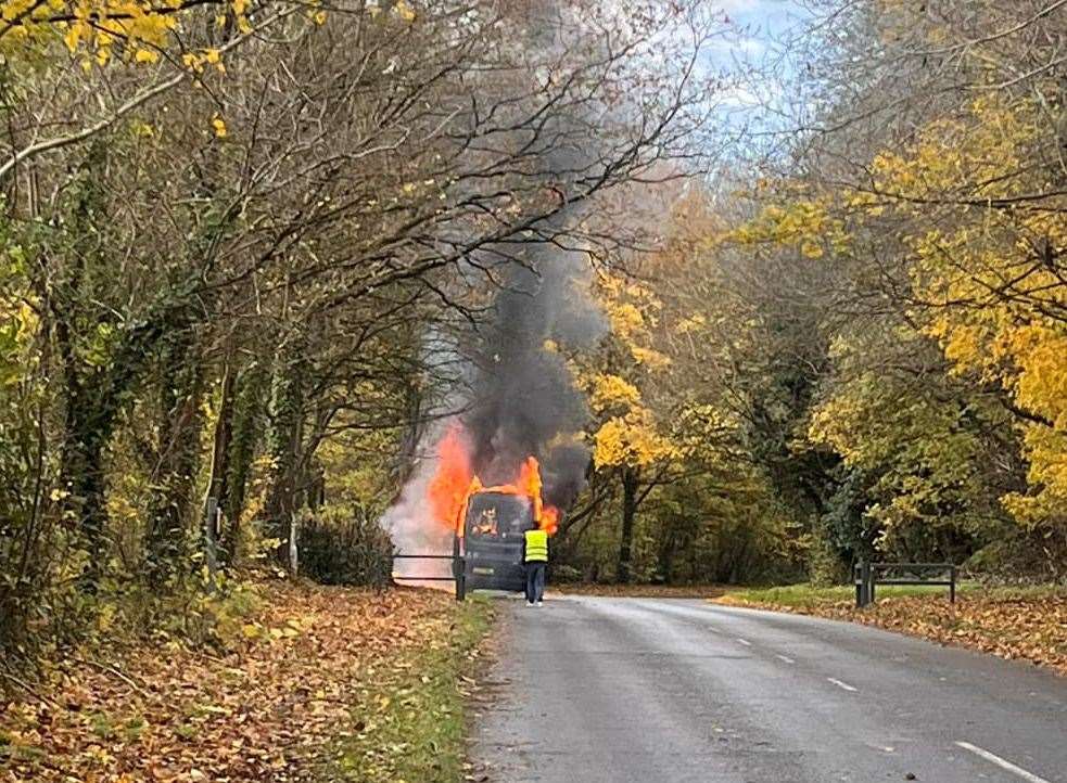 A van was on fire this morning. Picture: Becky Jerreat