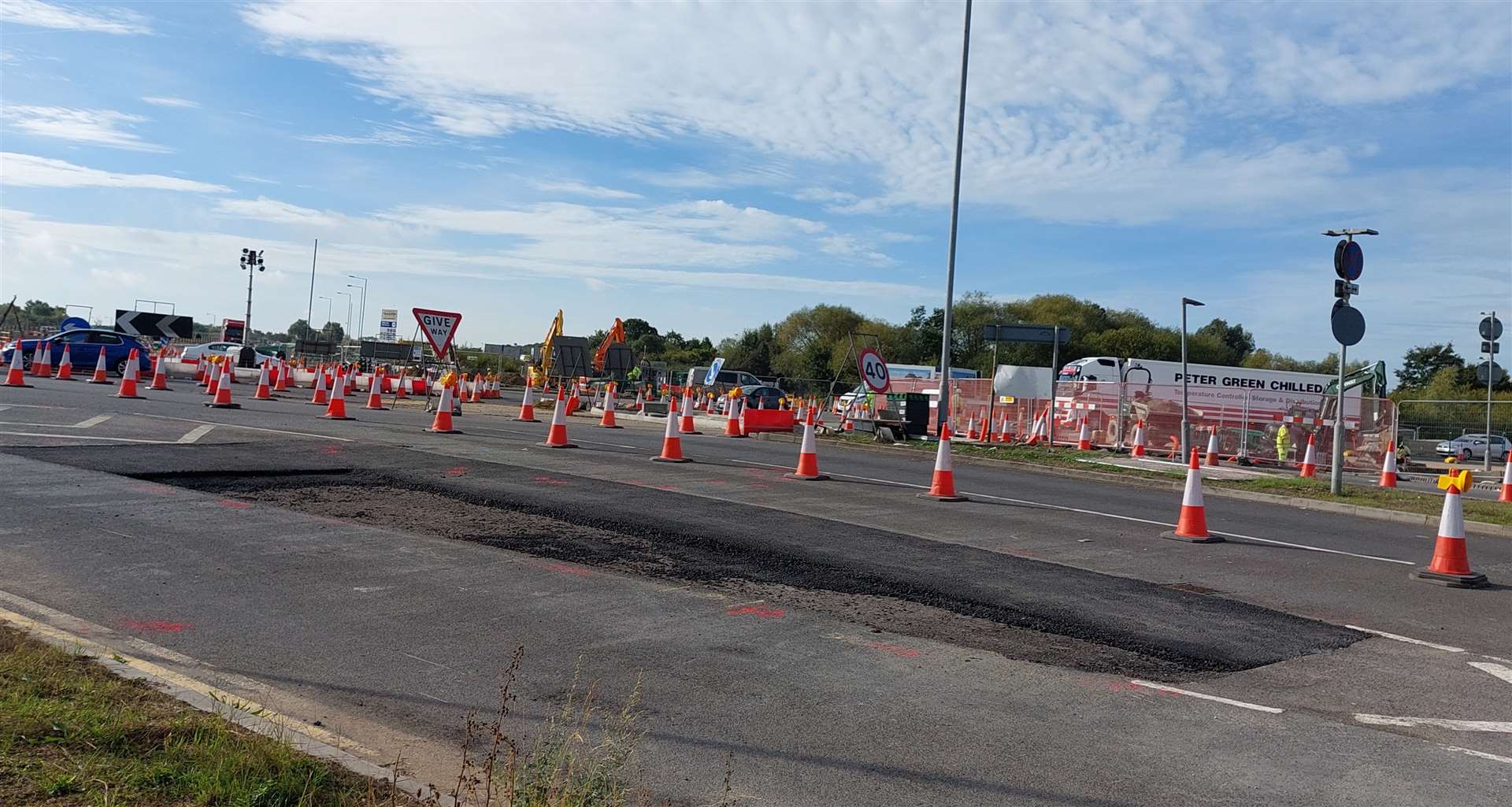 The roundabout will be replaced with traffic lights when the scheme is complete