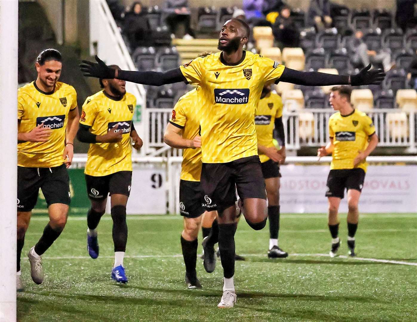 Mo Faal celebrates the opening goal. Picture: Helen Cooper