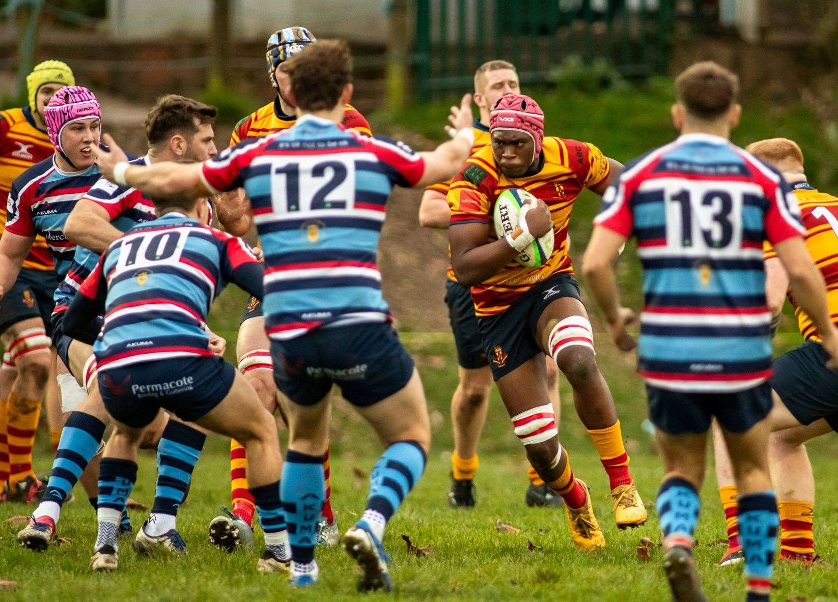 Medway's Richie Ajuzie on the front foot against Reeds Weybridge. Picture: Jake Miles Sports Photography