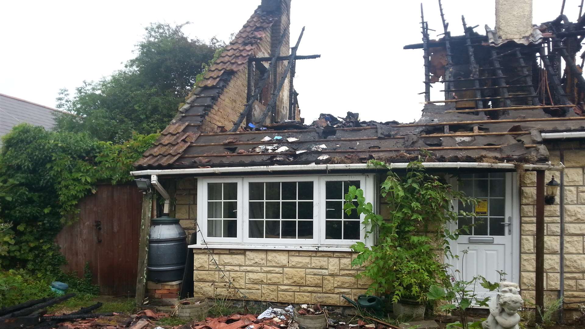 Fire damage to the home