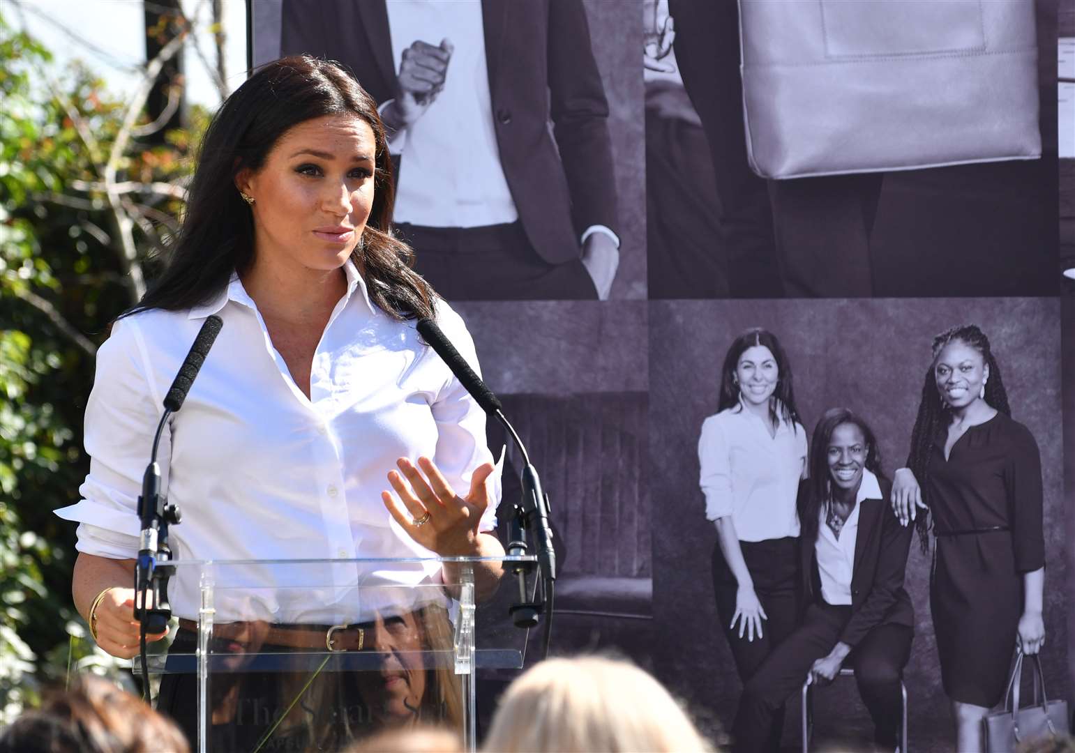 The Duchess of Sussex pictured launching her Smart Works capsule collection in central London last autumn (Mark Large/Daily Mail)