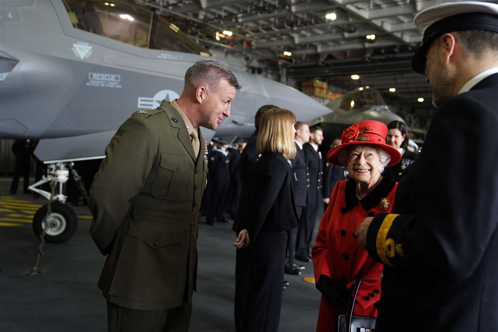 The Queen meeting personnel before they deploy (Steve Parsons/PA)