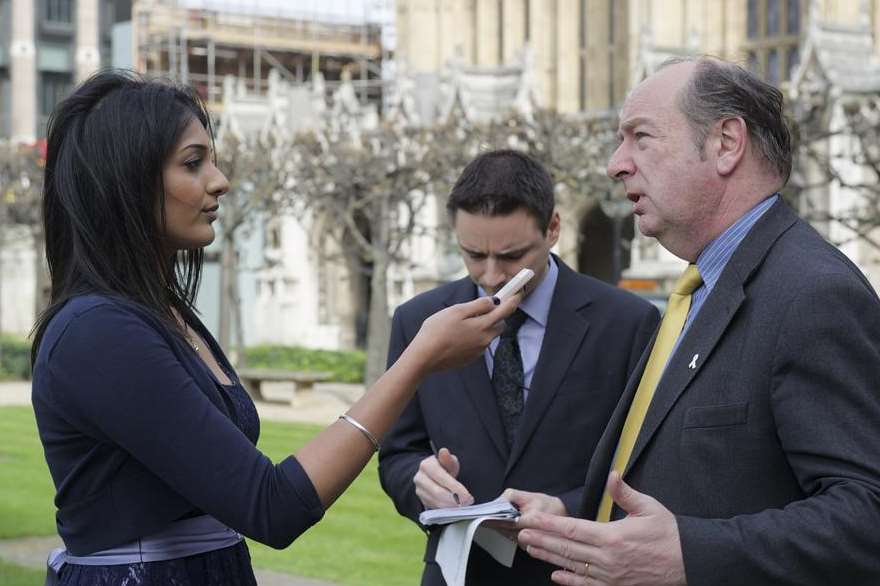 Reporter Kiran Kaur interviews minister Norman Baker