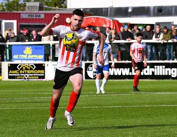 Danny Leonard on the attack for Sheppey United. Picture: Marc Richards