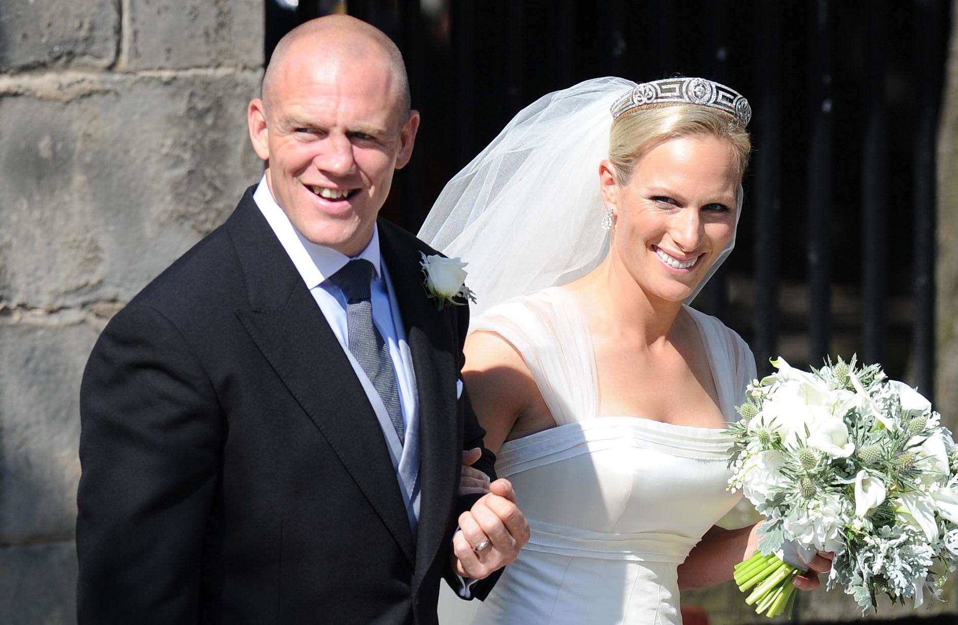 Mike Tindall and Zara Phillips on their wedding day (Martin Rickett/PA)