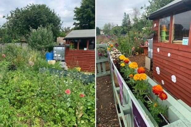 The Shepway Chariots garden before and after the Project Kent makeover