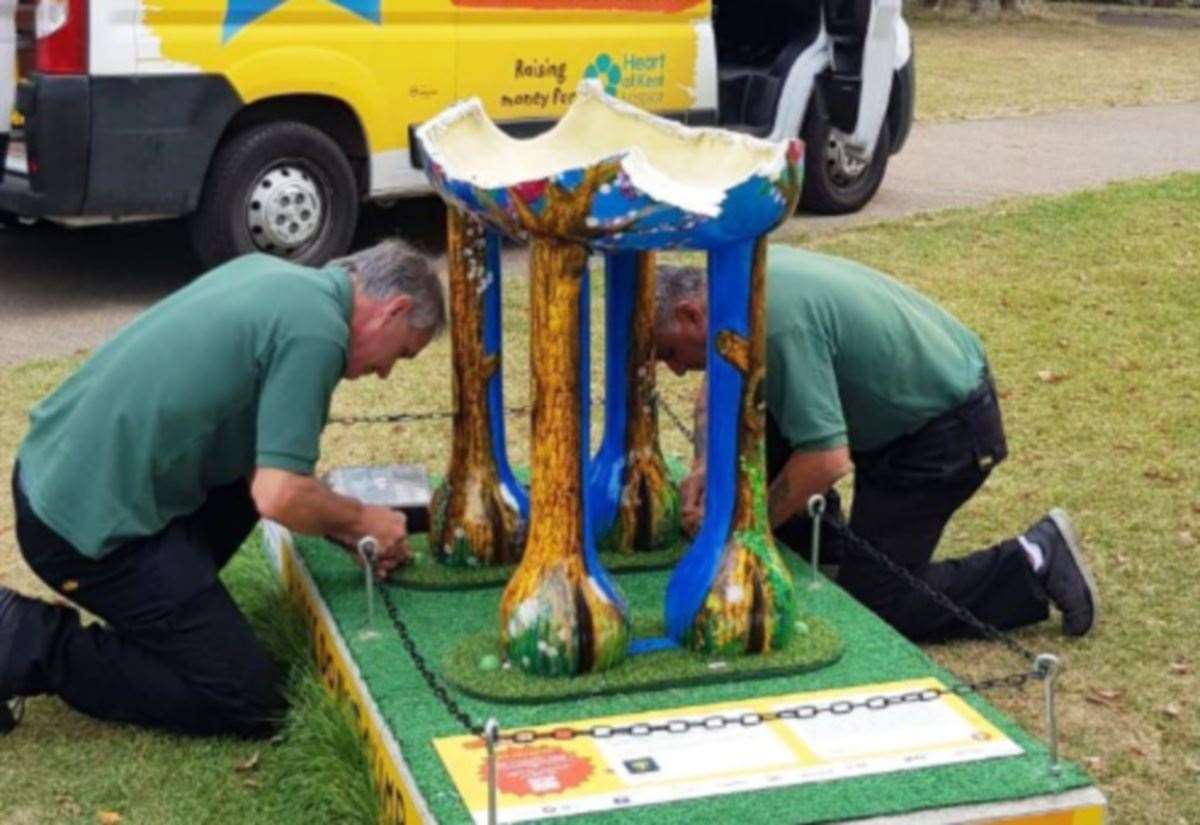 Three men sought after Shaun the Sheep sculptures at Heart of Kent Hospice in Maidstone were irreparably damaged